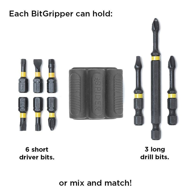 Spider Tool Holster - BitGripper v2 - Pack of Four - High Strength 3M Adhesive Drill add-on for Easy Access to six Driver bits on The Side of Your Power Drill or Driver! - Image 4